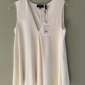 Theory V Neck Silk Top Ivory SZ S